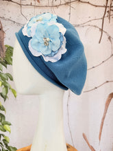 Embellished Cotton Beret - Medium/Large, Teal Blue