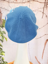Embellished Cotton Beret - Medium/Large, Teal Blue