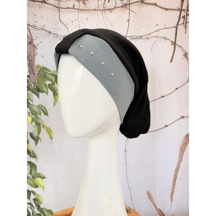 Classic Cotton Studded Long Snood - Gray-Snood-The Little Tichel Lady