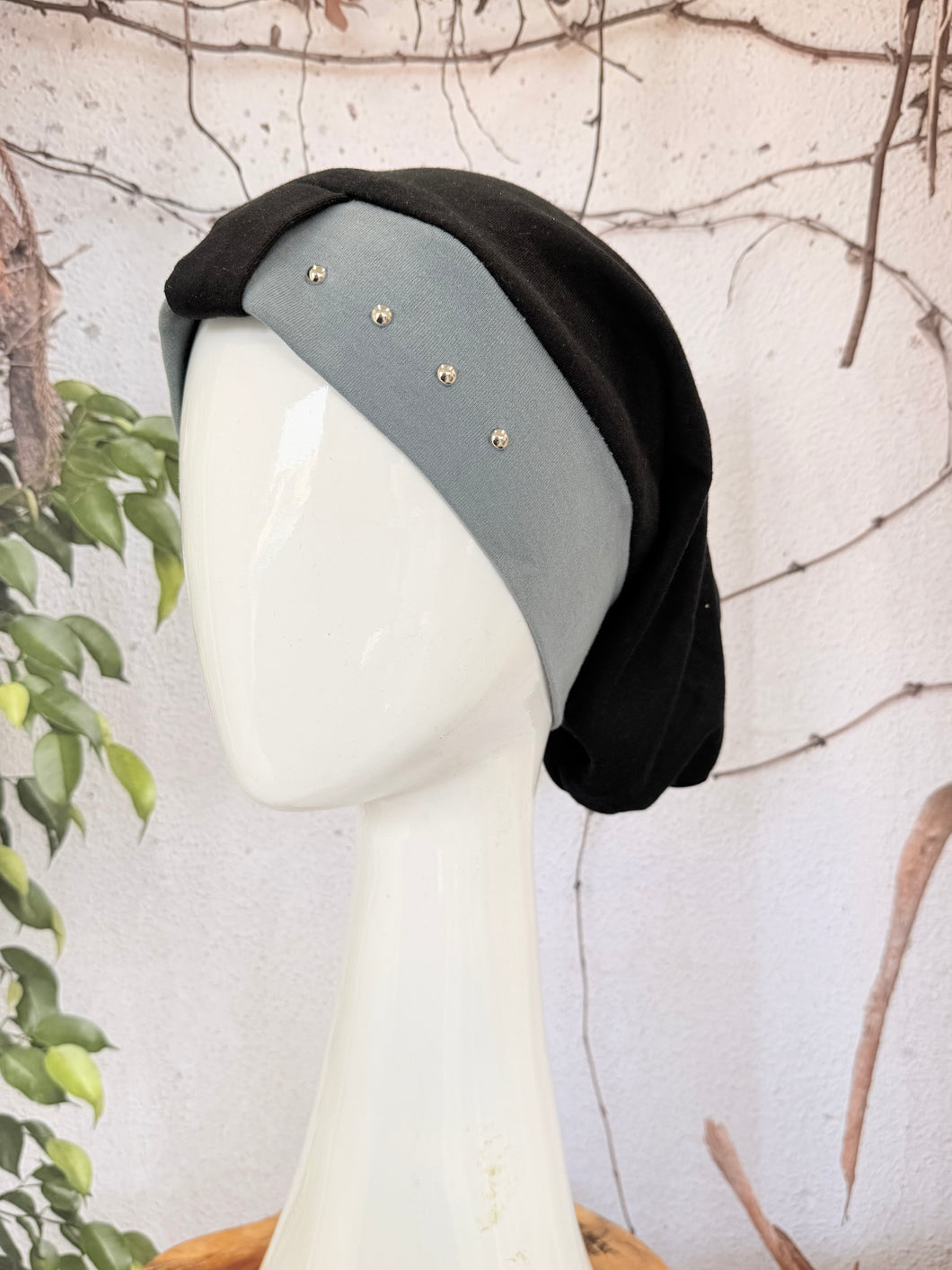 Classic Cotton Studded Long Snood - Gray-Snood-The Little Tichel Lady