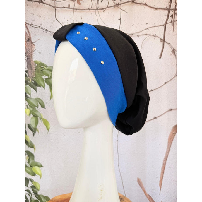 Classic Cotton Studded Long Snood - Royal Blue-Snood-The Little Tichel Lady