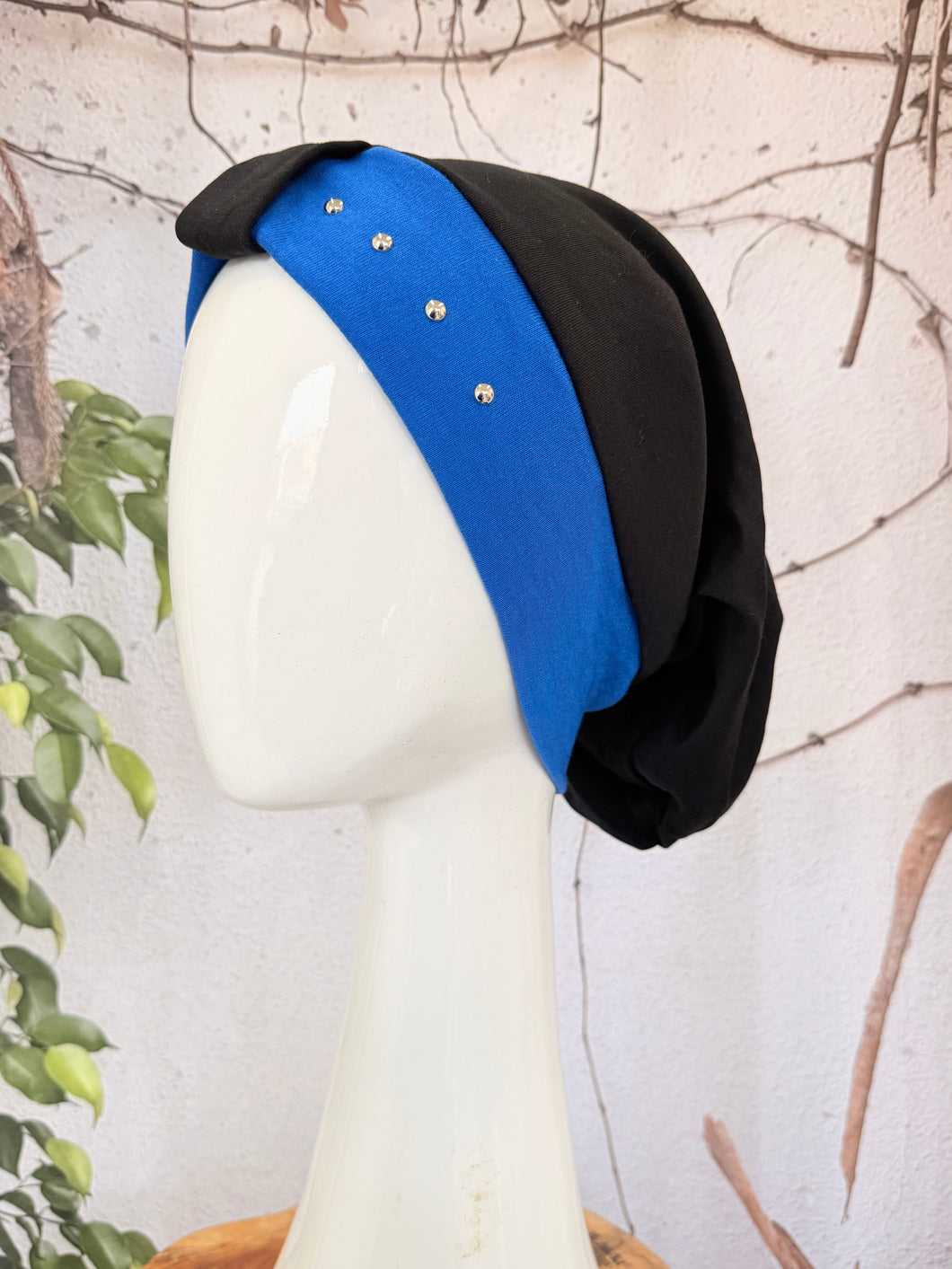 Classic Cotton Studded Long Snood - Royal Blue-Snood-The Little Tichel Lady