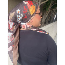 Luxe Inspired G Print Floral Square Tichels - Dark Olive/Brown-Squares-The Little Tichel Lady