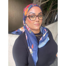 Luxe Inspired G Print Floral Square Tichels - Navy-Squares-The Little Tichel Lady
