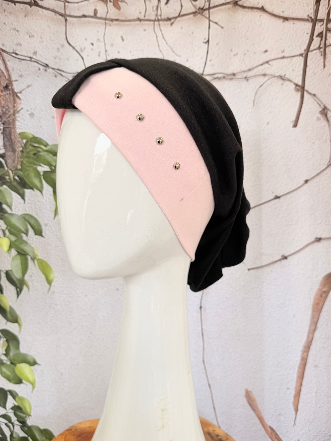 Classic Cotton Studded Long Snood - Pink-Snood-The Little Tichel Lady