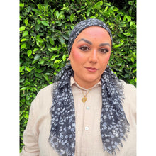 Garden Bloom Cotton Square Tichel - Black/White-Squares-The Little Tichel Lady