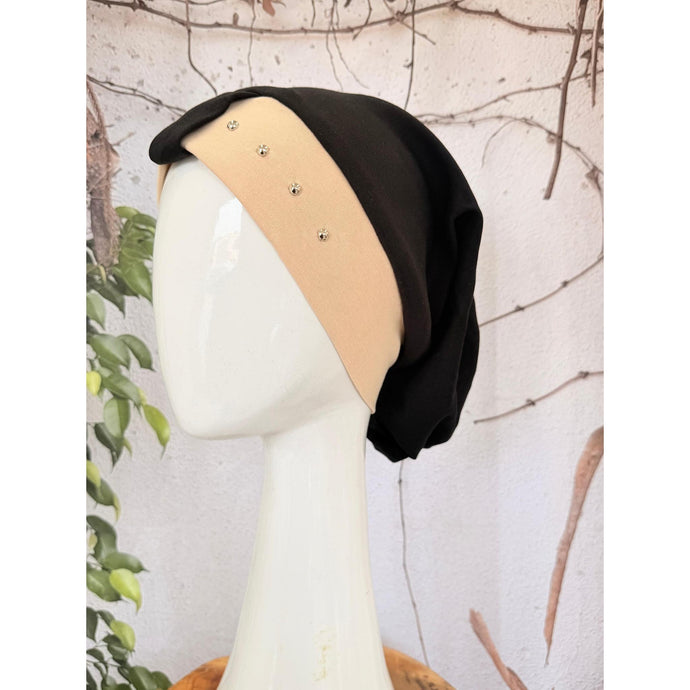 Classic Cotton Studded Long Snood - Neutral-Snood-The Little Tichel Lady