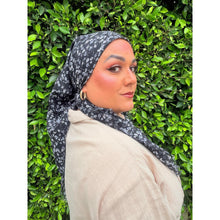 Garden Bloom Cotton Square Tichel - Black/White-Squares-The Little Tichel Lady