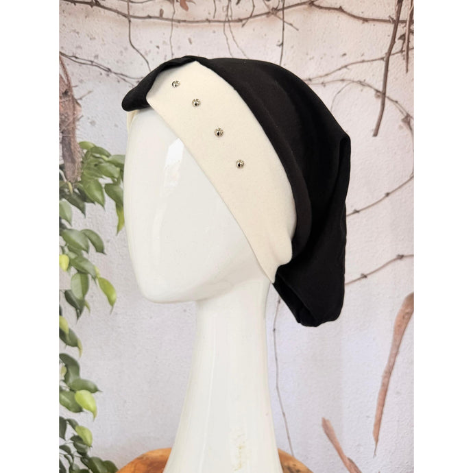 Classic Cotton Studded Long Snood - Off-White-Snood-The Little Tichel Lady