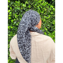 Garden Bloom Cotton Square Tichel - Black/White-Squares-The Little Tichel Lady