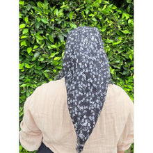 Garden Bloom Cotton Square Tichel - Black/White-Squares-The Little Tichel Lady