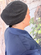 Soft Ribbed Adjustable Beret - Black/Multi