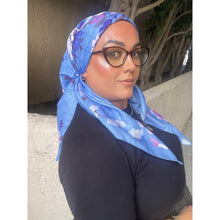 Luxe Inspired G Print Floral Square Tichels - Cornflower Blue-Squares-The Little Tichel Lady