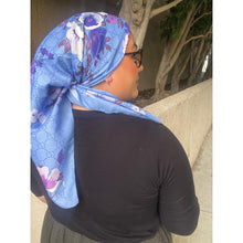 Luxe Inspired G Print Floral Square Tichels - Cornflower Blue-Squares-The Little Tichel Lady