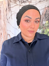 Soft Ribbed Adjustable Beret - Black/White