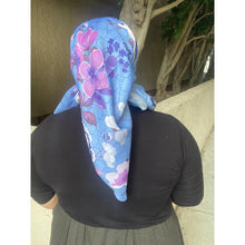 Luxe Inspired G Print Floral Square Tichels - Cornflower Blue-Squares-The Little Tichel Lady