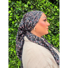 Garden Bloom Cotton Square Tichel - Black/Pink-Squares-The Little Tichel Lady