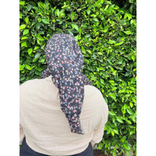 Garden Bloom Cotton Square Tichel - Black/Pink-Squares-The Little Tichel Lady