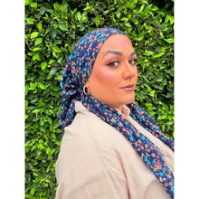 Garden Bloom Cotton Square Tichel - Navy-Squares-The Little Tichel Lady