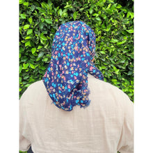 Garden Bloom Cotton Square Tichel - Navy-Squares-The Little Tichel Lady