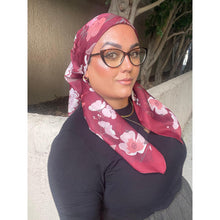 Luxe Inspired G Print Floral Square Tichels - Burgundy-Squares-The Little Tichel Lady