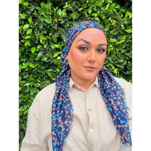 Garden Bloom Cotton Square Tichel - Navy-Squares-The Little Tichel Lady
