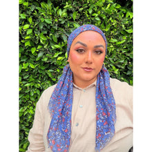 Garden Bloom Cotton Square Tichel - Denim Blue-Squares-The Little Tichel Lady