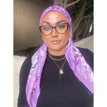 Luxe Inspired G Print Floral Square Tichels - Orchid-Squares-The Little Tichel Lady