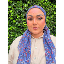 Garden Bloom Cotton Square Tichel - Denim Blue-Squares-The Little Tichel Lady