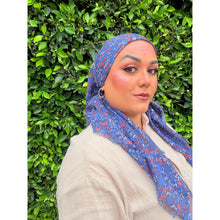Garden Bloom Cotton Square Tichel - Denim Blue-Squares-The Little Tichel Lady