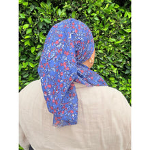 Garden Bloom Cotton Square Tichel - Denim Blue-Squares-The Little Tichel Lady