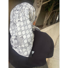 Luxe Inspired G Print Floral Square Tichels - White/Black-Squares-The Little Tichel Lady