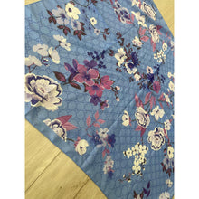 Luxe Inspired G Print Floral Square Tichels - Cornflower Blue-Squares-The Little Tichel Lady