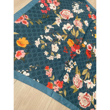 Luxe Inspired G Print Floral Square Tichels - Teal-Squares-The Little Tichel Lady