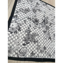 Luxe Inspired G Print Floral Square Tichels - White/Black-Squares-The Little Tichel Lady