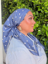 Polka Dot Satin Square Tichel - Blue-square-The Little Tichel Lady