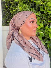 Polka Dot Satin Square Tichel - Taupe-square-The Little Tichel Lady