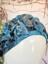 Embellished Hat - Size #1 Turquoise Textured Print
