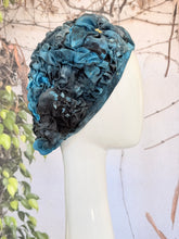 Embellished Hat - Size #1 Turquoise Textured Print