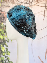 Embellished Hat - Size #1 Turquoise Textured Print