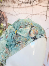 Embellished Hat - Size #1 Aqua Textured Print