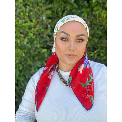 Tiffany & Co. Authentic Designer Headscarf, Floral Print
