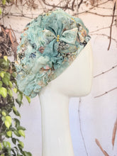 Embellished Hat - Size #1 Aqua Textured Print