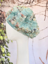 Embellished Hat - Size #1 Aqua Textured Print