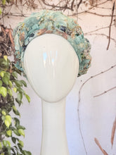Embellished Hat - Size #1 Aqua Textured Print
