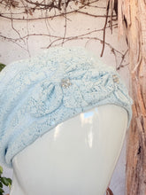Embellished Hat - Size #1 Pale Blue Lace