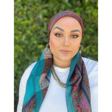 YSL Authentic Designer Headscarf, Turquoise Paisley-Designer headscarf-The Little Tichel Lady