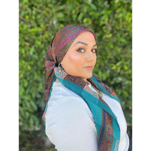 YSL Authentic Designer Headscarf, Turquoise Paisley-Designer headscarf-The Little Tichel Lady