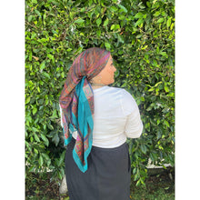 YSL Authentic Designer Headscarf, Turquoise Paisley-Designer headscarf-The Little Tichel Lady