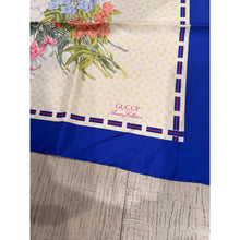 Gucci Authentic Vintage Designer Headscarf, Blue Flora Print-Designer headscarf-The Little Tichel Lady